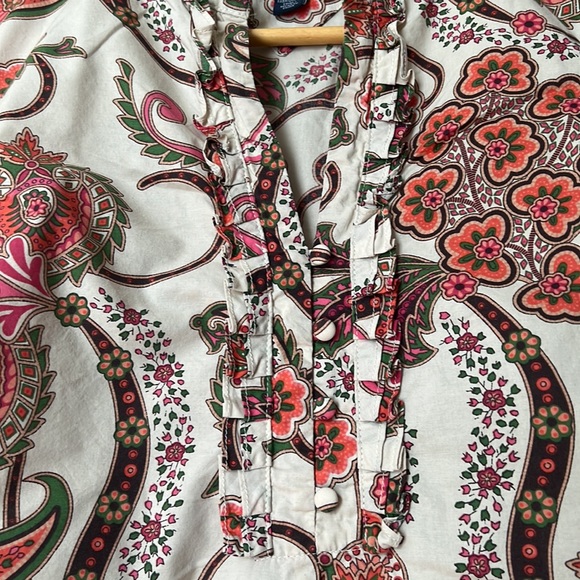 Tommy Hilfiger Sleeveless Ruffle Blouse Paisley & Floral Print Size Medium - Picture 4 of 10
